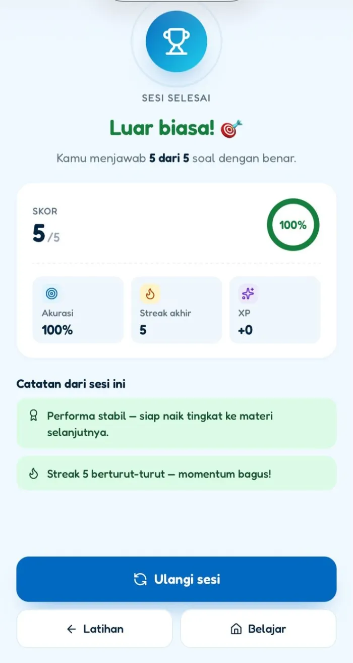 Dashboard harian EL-Learning