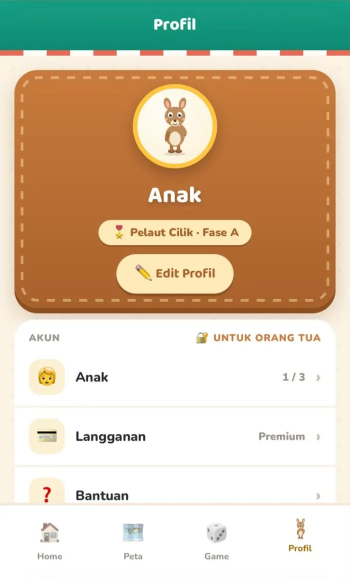 Menu Profil Anak & Lencana
