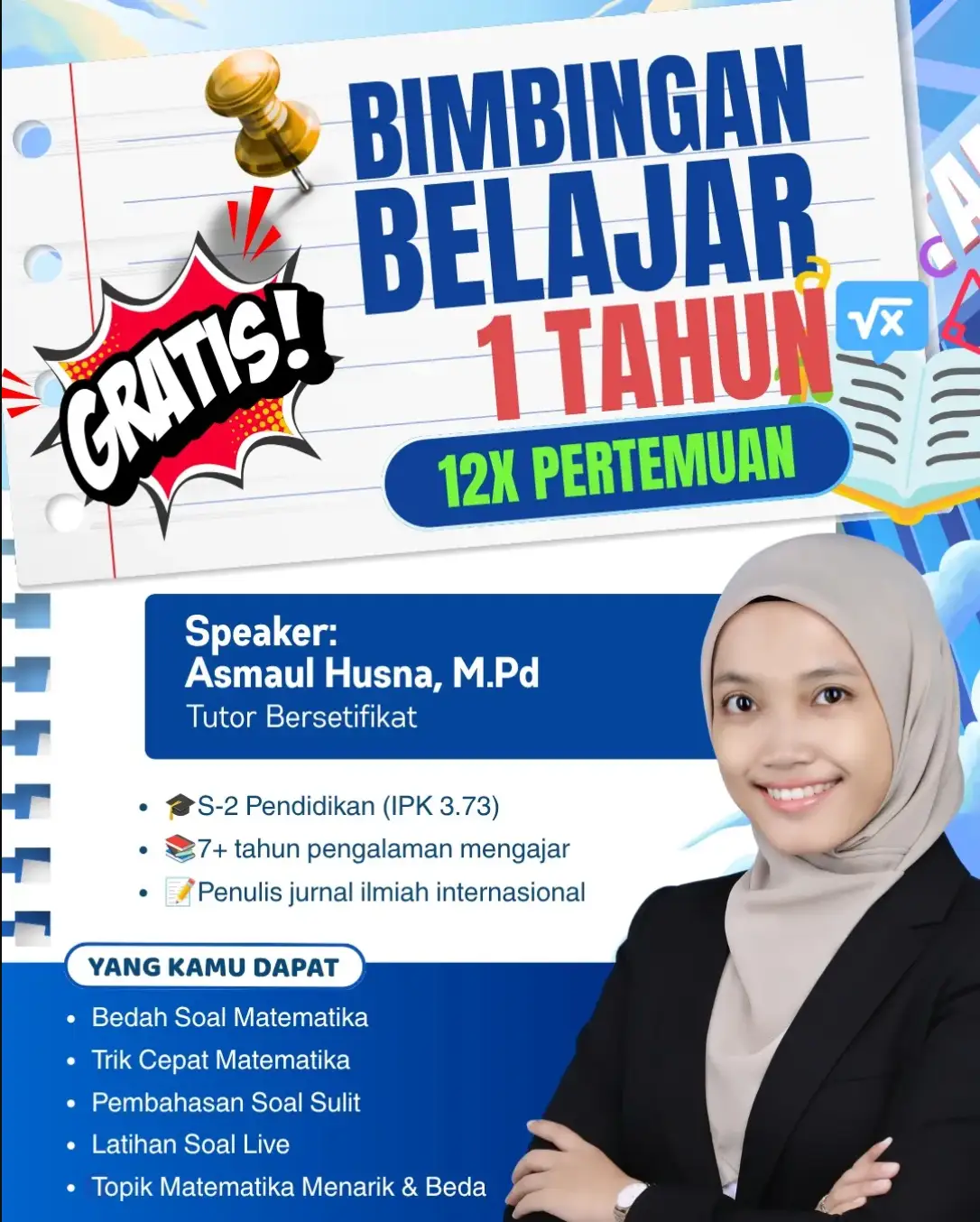 Bimbingan Belajar 1 Tahun Full bersama Guru S2 — 12x pertemuan