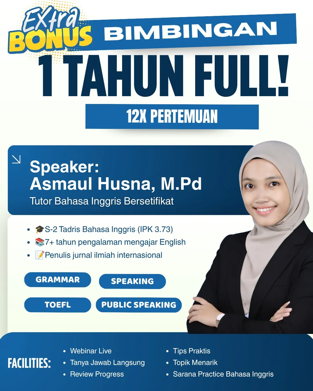 Bonus Bimbingan Belajar 1 Tahun Penuh — 12x Pertemuan dengan Mentor EL Kids